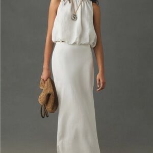 Anthropologie green tilda linen Maxi Skirt